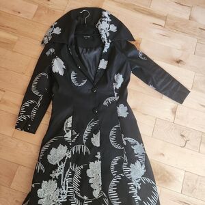 Samuel Dong Monochrome Floral Coat